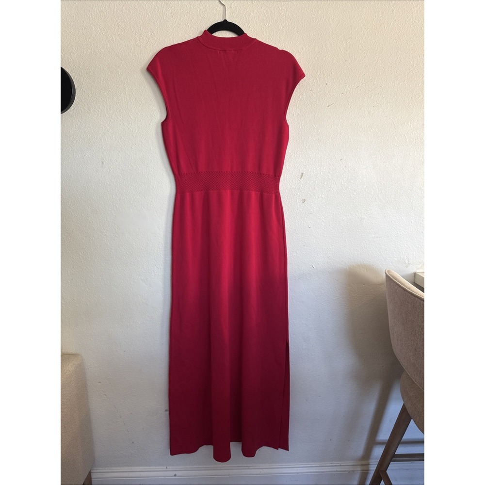 New York & Company Aline Maxi Dress Side Slit Dress Waist Cut Out Sz L Hot Pink - Picture 6 of 10